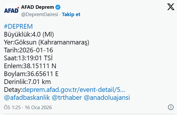 sondakika deprem oldu